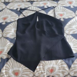 Amanda Uprichard Black Asymmetrical Cut Out Camisole